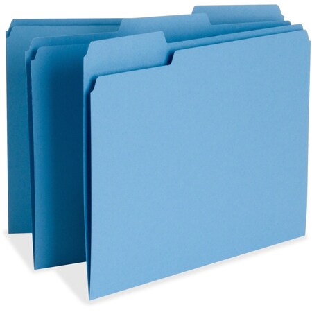 Business Source File Folder, 1/3 Cut Tab, Letter Size, Blue, PK100 BSN65779